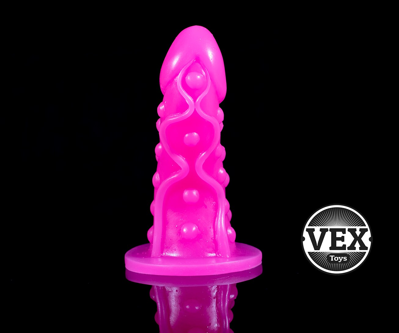 Strap On Dildo Fluorescent Pink Dildo Sex Toy Silicone Dildo 'Stud' Sexual Wellness Dildo Toy.