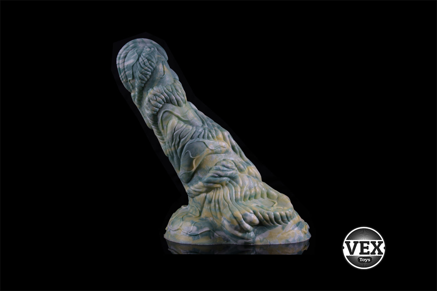 Textured object with braided design on a black background, featuring the VEX logo.