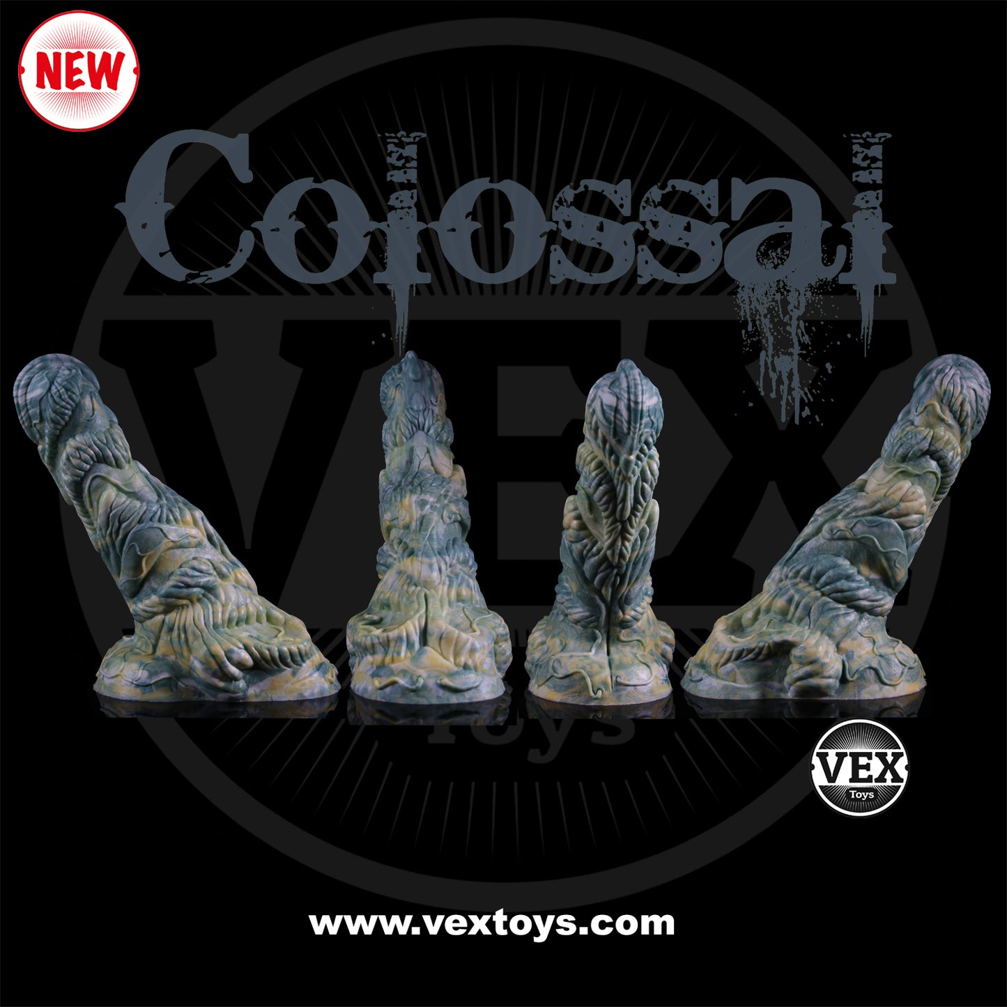 Fantasy Sex Toy Colossal Large Textured Platinum Silicone Dildo