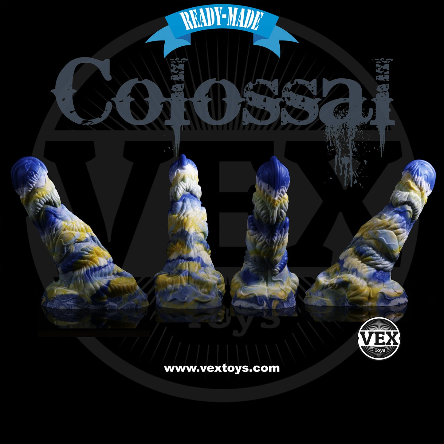 Fantasy Dildo Colossal Large Textured Platinum Silicone Toy